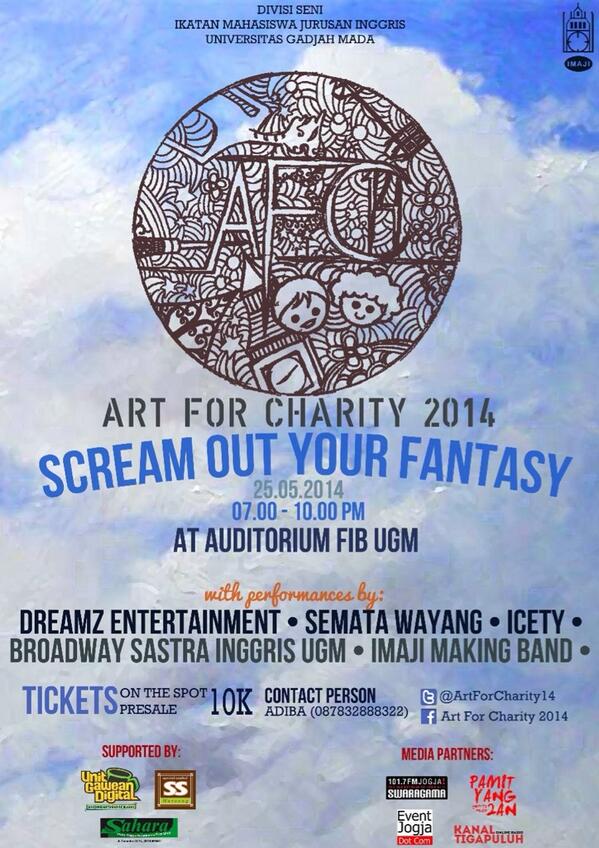 Jangan lewatkan tuips ^^ MALAM INI, <a href="/ArtForCharity14/">Art for Charity 2014</a>, 7 p.m @ Auditorium FIB UGM. HTM 10K!