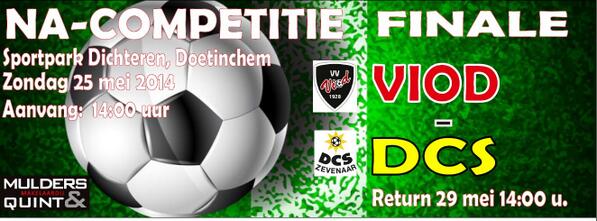 Vanmiddag AFTRAP Om 14:00 uur @VIOD1 tegen <a href="/DCS_1/">DCS Zevenaar</a>. De poorten gaan om 12:00 uur open!
vv-viod.nl/2014/05/finale…