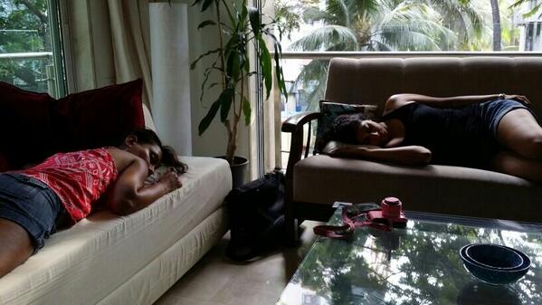 MissMalini's tweet photo. Spent today in recovery like this! #AxeBoatParty was too much fun :) http://t.co/6xXbZ6TSmP