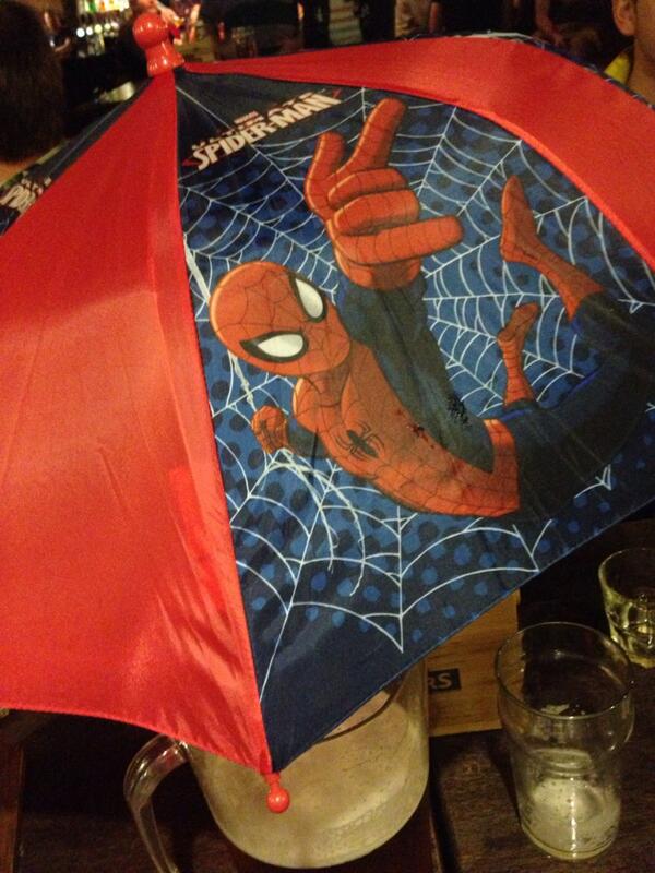 hwufc's tweet photo. First fresher at Malone's wins a Spiderman umbrella #YouWatt #SundaySocial #SpidermanSunday http://t.co/1wLhyfsg8j
