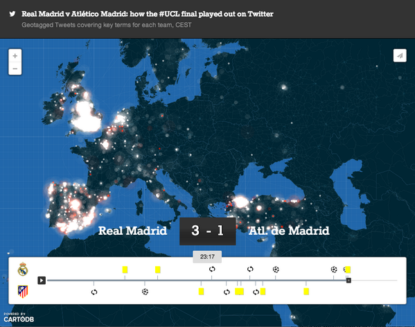 XData's tweet image. Relive the @Atleti v @realmadrid   #UCLfinal on Twitter with this animated map
cartodb.github.io/lisbon-2014/