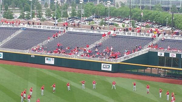 HuskerBaseball's tweet photo. Husker nation forced TD Ameritratde to open the outfield seats

#Huskers http://t.co/jOeGKw2rOx