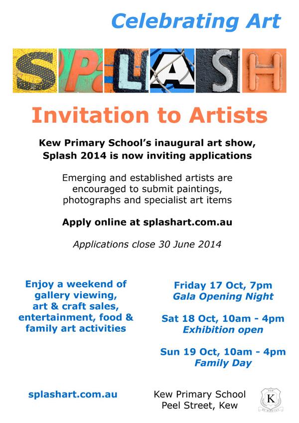 SplashKew's tweet image. Melbourne artists are invited to join Splash Art Show in Kew #splashart #splashkew