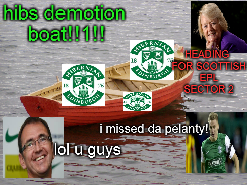 SPFLMemes's tweet photo. OH NOE!!11! The hibs demotion boat is sinking towards EPL sector 2 !!!! http://t.co/n8D9gMuyhH