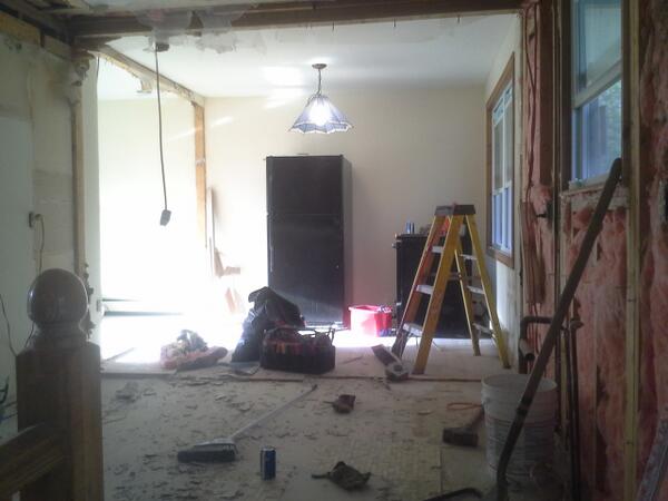 MacPheejm's tweet photo. Another hard day working at the new house with @knitterjess. #demolition #dreamkitchen http://t.co/nCrP3lFLek
