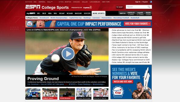 ScottLacefield's tweet image. Look who is currently on #ESPN College Baseball home page - #TexasTech RHP Dominic Moreno #WreckEm ...