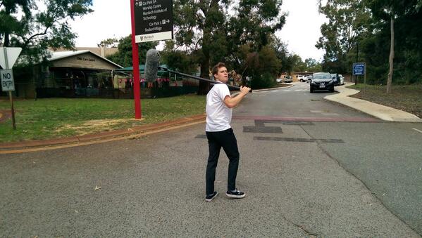 soundrelated's tweet image. Here we observe the rarest of events - when tallent becomes your 2nd boom op. #IndieFilmMaking