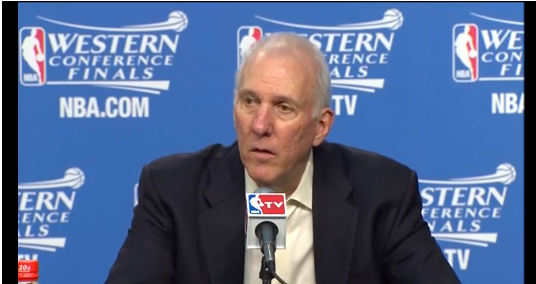 Sportando's tweet photo. VIDEO: Gregg Popovich jokes after loss: Ginobili is out for rest of playoffs http://t.co/7Yj89tyVgS http://t.co/o90xeio31S