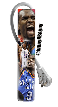 FunnyNbaGuy's tweet image. .@sergeibaka9 #SergeProtector coming to a @Staples in OKC very soon. Good Game. #ThunderNation