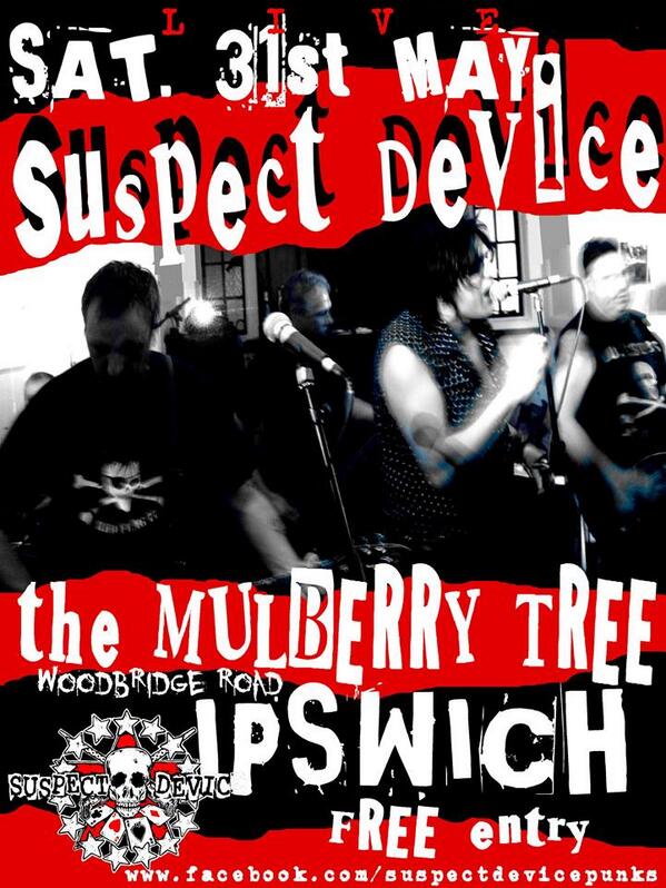 suspectdevice02's tweet image. Why not come down to @MulberryTreeIps next Saturday for some PUNK Rock N Roll free entry