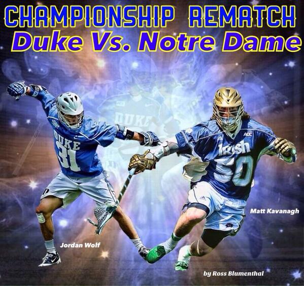 paulcarcaterra's tweet photo. Will Duke repeat or will ND win it's 1st ever lacrosse National Title? ESPN2 1pm #NCAALax @lacrossegraffix http://t.co/a7Yzja3zqu
