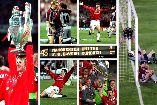 #OnThisDay 1999 - Manchester United melengkapi Treble Winners dengan mengalahkan Bayern Munich 2-1 di final UCL.