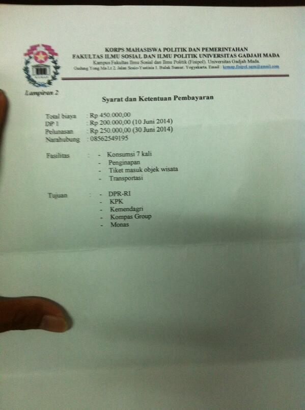 Temen2 yg tertarik ikut Politico Tour silahkan lsg hubungi narhubung di surat yaa :D