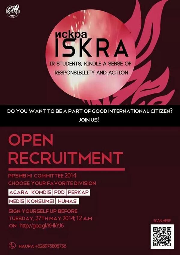 Oprec: panitia PPSMB HI'14. Pendaftaran terakhir: Selasa, 27Mei14. 12.00 WIB