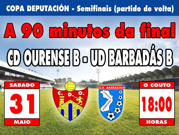 CDOurenseSADB's tweet photo. ESTE SÁBADO, A VOLTA DE SEMIFINAIS.
A final da Copa Deputación, a 90 minutos.
O sábado, todos ó Couto. #eusondofilial http://t.co/0xLm7LclB4