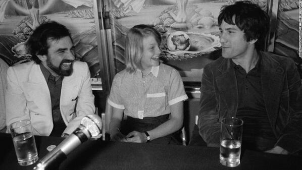 CCinephilia's tweet photo. Martin Scorsese, Jodie Foster, and Robert De Niro at the Cannes Film Festival in 1976 for Taxi Driver. http://t.co/NQSBNT2yuF