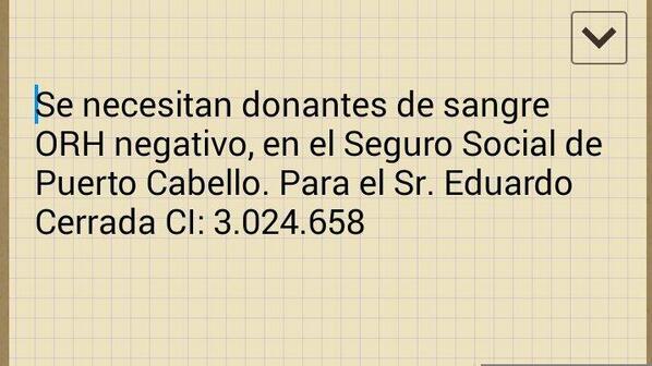 JcglayaJulio's tweet photo. @aurelia2312 #AYUDA, ES URGENTE!! @ONEGATIVO: PUERTO CABELLO DA RT! TIENE LA HEMOGLOBINA EN 3 !! http://t.co/GjFmfggtYD"