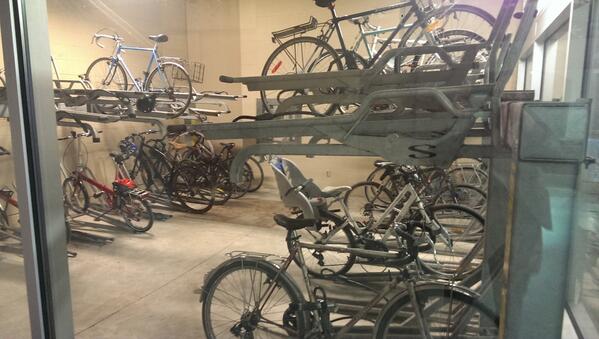 AubreyLinx's tweet photo. Our employee bike room was looking pretty full this #BikeToWorkDay morning! #SmartCommute http://t.co/zjXZ2vJbFS