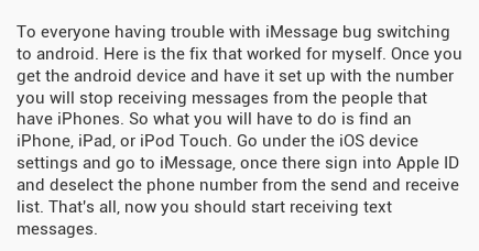 Crad1c's tweet image. To everyone having trouble with iMessage bug switching to android. Here is the fix that worked for m...