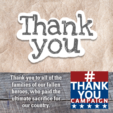 ThankUCampaign's tweet photo. Take time this #MemorialDay to join in our #ThankYouCampaign honoring the loved ones of our fallen military heroes. http://t.co/qpVhejvOmC