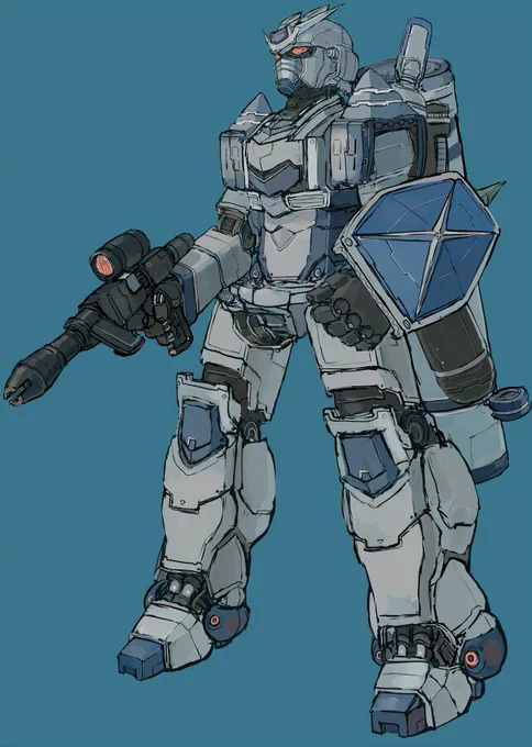 とある方が描いたガンダムのようなロボットをまた描くとこうなった感じのロボットですの(*'∀`*)ムフフ 
