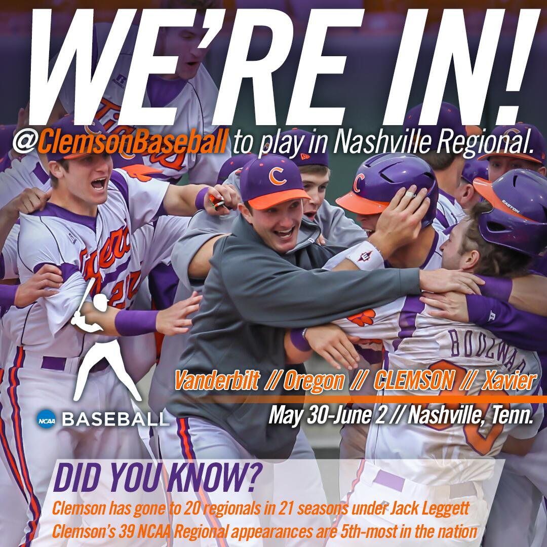 Clemson Baseball on Twitter: "#Clemson is IN! Tigers in the Nashville