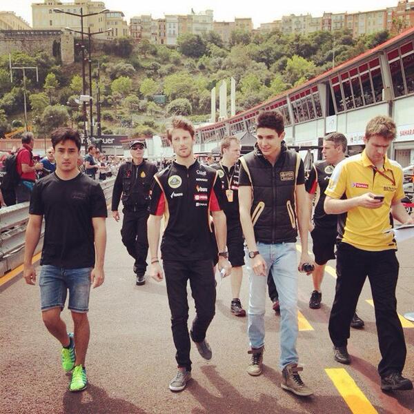 imstockinger's tweet photo. Track walk with @RGrosjean and @OconEsteban #Lotus #MonacoGP http://t.co/1cxGssY9EU