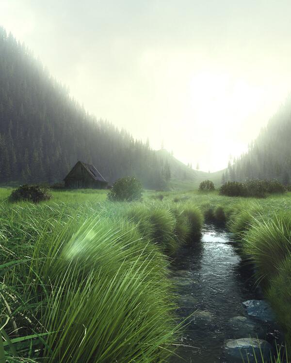 online_render's tweet image. Долина - красивый пейзажный рендер от немца Johannes Englert renderart.ru/art/valley #ВзаимныйФолловинг