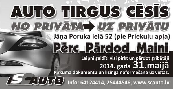 SINHROCAUTO's tweet photo. 31.05.2014. Auto tirgus! @Cesis_lv @Cesis24 http://t.co/NhWIZIa2mG