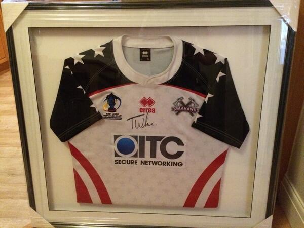 One of the rarest items from the #rugbyleague World Cup. A match worn @USATomahawks shirt. No3 Taylor Welch.