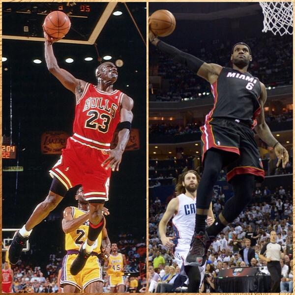 SportsCenter's tweet photo. LeBron James now has 74 career playoff games w/ at least 25 Pts, 5 Reb, 5 Ast, passing Michael Jordan for most EVER. http://t.co/Y6RZsU7P0U