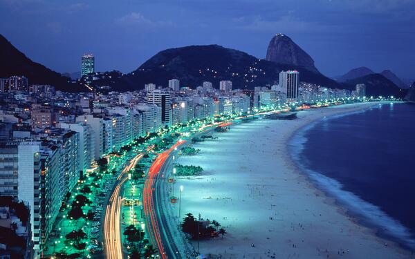 EarthPiix's tweet image. Copacabana Beach at night. Rio, Brazil