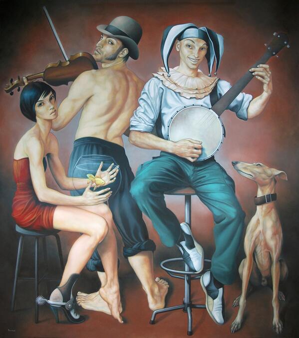 RetoSava's tweet photo. Fran #Recacha #peintre #art #figuratif #symbolisme #contemporain #Espagne "La bohème, 2013" https://t.co/a4eiMMeyEo