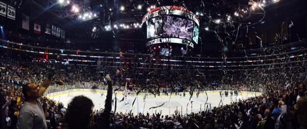 Get on your feet &amp; let the streamers rain down, <a href="/LAKings/">LA Kings</a> fans - your team is one win away from the #StanleyCup Final.