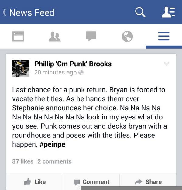 RyanRoach1993's tweet image. This would be perfect! #WWEPayback #CMPunksReturn