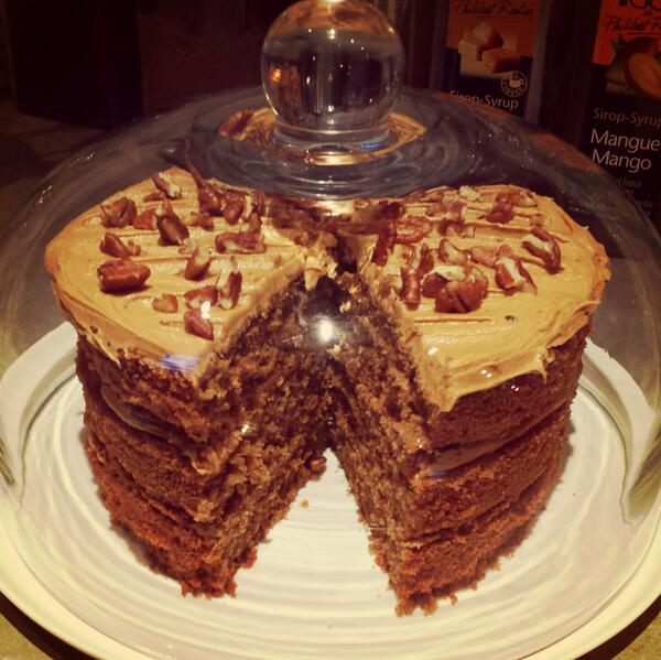 Triple layer coffee and walnut cake, straight out the oven at £2.50 a slice.. when it's gone its gone! Enjoy!