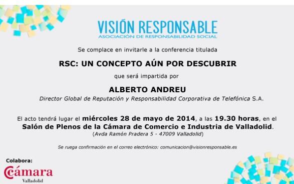 “<a href="/mari38jo/">Maria Jose Gutierrez</a>: Hoy es la cita. Conferencia de <a href="/aandreup/">Alberto Andreu</a> en #Valladolid <a href="/VisionResponsab/">Visión Responsable</a> ”