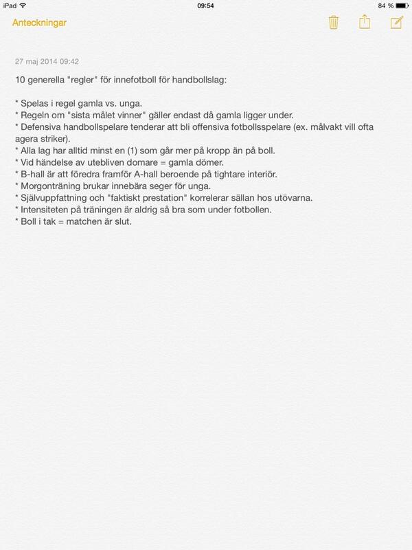 10 generella "regler" för innefotboll för handbollslag.