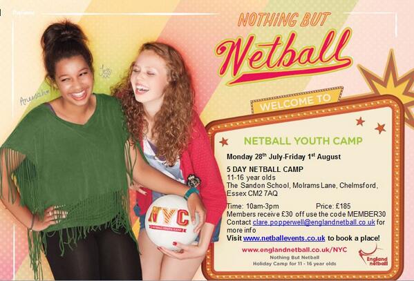 NetballinEssex's tweet image. Don't be stuck inside this holiday, book onto #Essex #Netball camp, great coaching + chance to meet an England Player