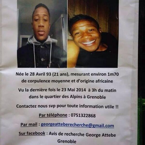 MisterVonline's tweet photo. Mon ami George Attebe est toujours porté disparu depuis le 21 mai, diffusez l'info un maximum svp http://t.co/7ARmM4wyPG