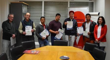 Roma men presented with certificates following training through Man Matters bit.ly/SKapRa