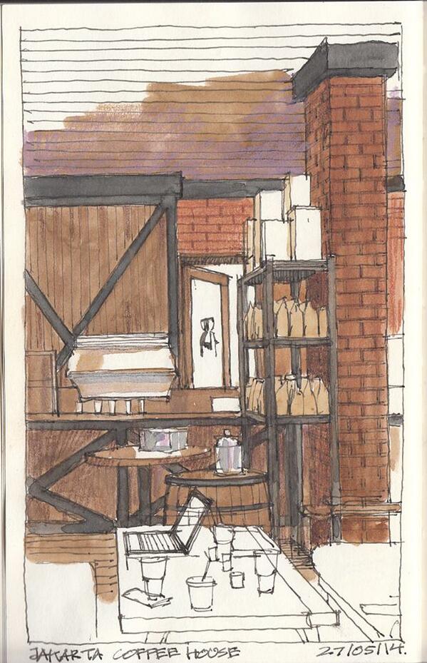 yandi_p's tweet photo. Sketsa sambil Ngopi2 sore di Jakarta Coffee House bareng @AlboSchadt12 @chioo http://t.co/gP0zEnUHrU