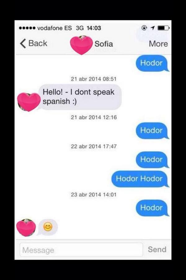 Esp_Hodor's tweet photo. " @PerlasDeTinder " Hodor Hodor! Hodor Hodorr Hoodor http://t.co/vpNssmkblK