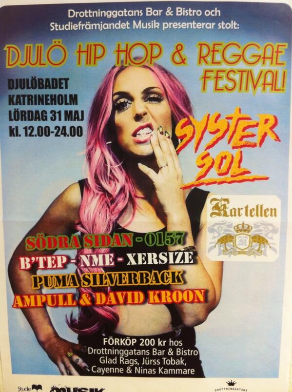 jenaslive's tweet photo. Får inte missas!
Kanonband till oslagbart biljettpris i superskön miljö!
#kartellen #systersol #hiphop #reggae http://t.co/cTp2rcW9cw