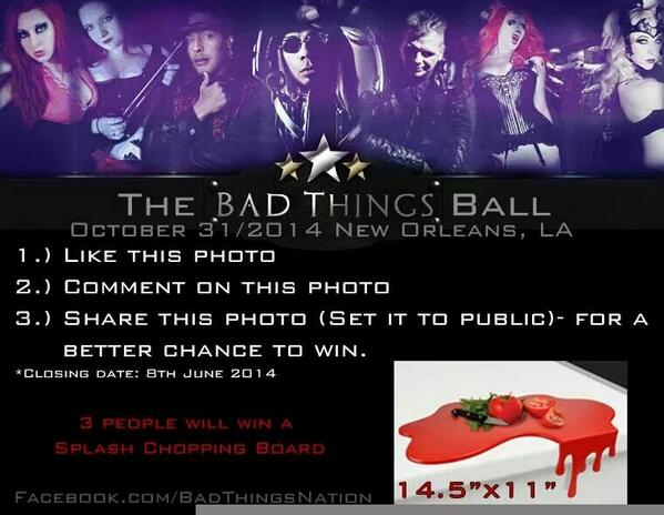 Gabrielle_Faust's tweet photo. Don't forget to enter the 1st #BadThingsBall #giveaway! #BadThingsNation #VampsRule #vampires #Halloween #EpicNight http://t.co/AO7oGVr3hV