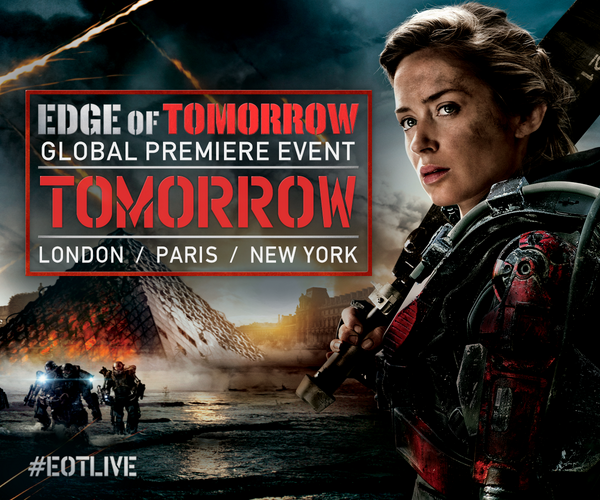 3 premieres, 3 countries, 24 hrs. 7 hrs til London. Good thing I don't need much sleep - DL. #LiveDieRepeat #EOTLive