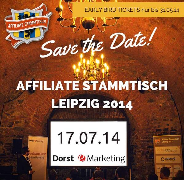 Kartenverkauf Affiliate Stammtisch Leipzig hat begonnen! Anmelden: goo.gl/nIChWk #affiliate #asl14 #leipzig