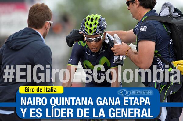 NoticiasCaracol's tweet photo. Nairo Quintana, a la cabeza del Giro #ElGiroEsColombia http://t.co/dVaf8Ai2dK http://t.co/J5EQQGnmmL