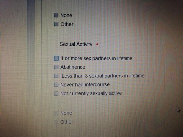 30ishSomething's tweet image. That&apos;s not a whole lot for your entire lifetime! #FeelingSlutty #MedicalForms