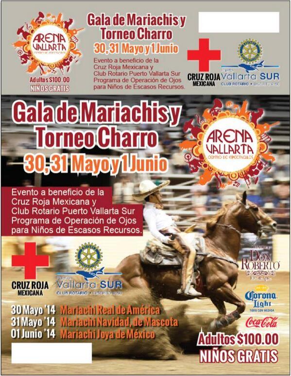 Programa del Torneo Charro y Gala de Mariachis en la #ArenaVallarta de vie. a dom. @PVallarta_Tours @TurismoenBahia